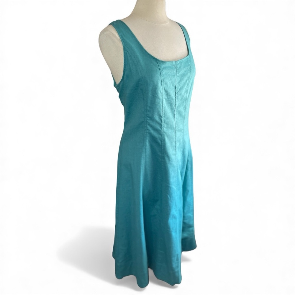 ❌SOLD❌BANANA REPUBLIC Linen Blend Midi Dress in Aquamarine, Size 18 - Picture 5 of 12